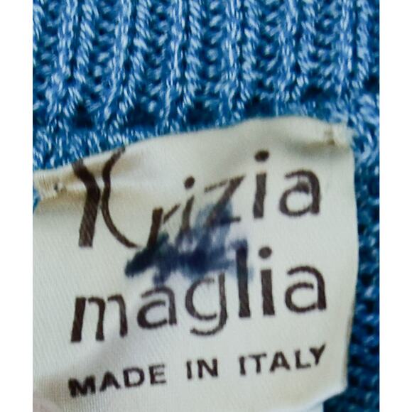 Krizia Maglia Italy sky blue crochet knit cardigan size S - Picture 4 of 5